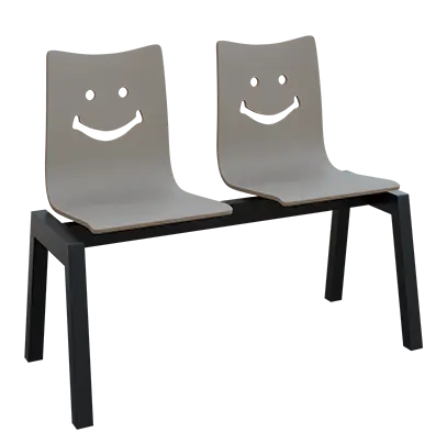 SMILE 2, dřevěná lavice do čekárny, 2-sedák, šedá, kostra černá